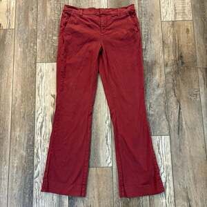 Lila Ryan Women's Dark Red/Burgundy Stretch Straight Leg Chino Trousers